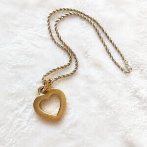 Erwin Pearl Vintage Gold Pendant Open Heart Collar Necklace